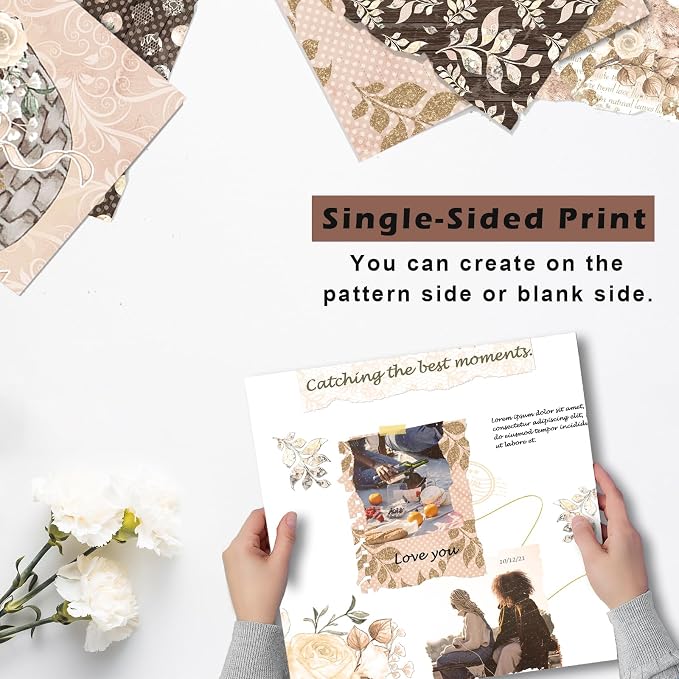 28 Sheets Scrapbook Paper, Floral Scrapbooking Specialty Papers 160gsm Cardmaking Craft Paper Pack Decorative Paper for Card Making (12"X12" Inch, Natural Softness)