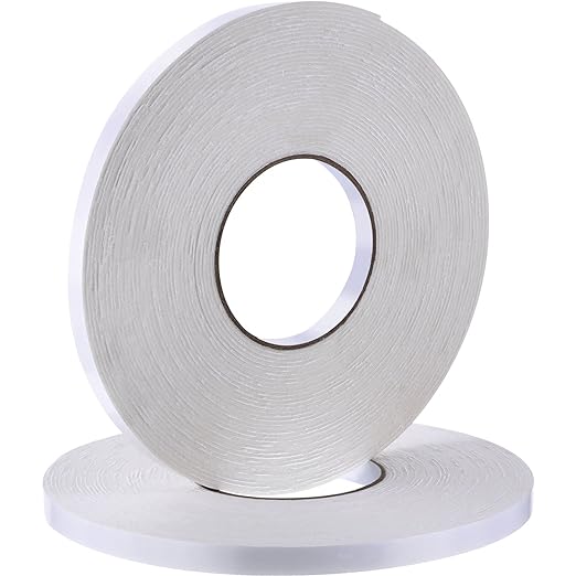 Tatuo 2 Rolls Double Sided Foam Tape for Mounting,1/2 Inch by 50 Feet,White