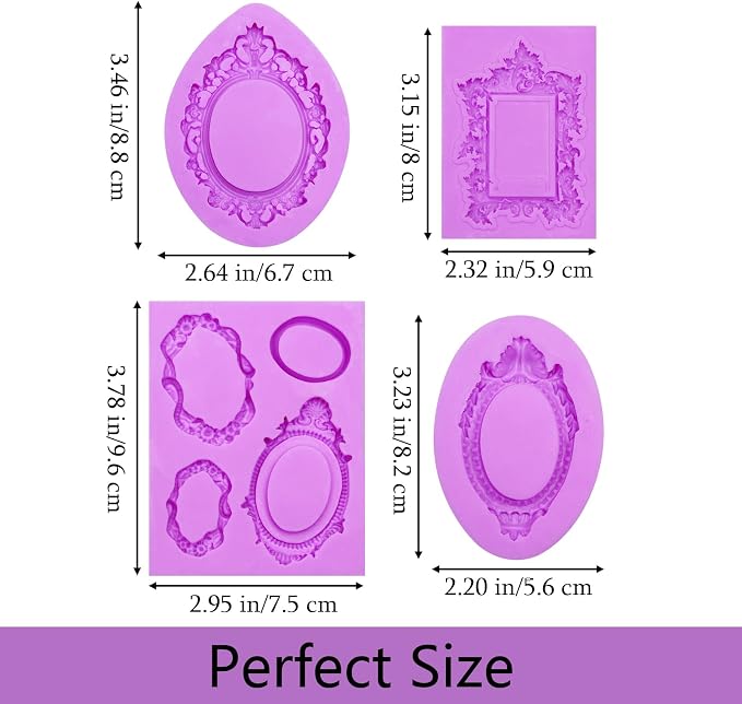 Vintage Frame Silicone Molds, Baroque Picture Frame Fondant Molds