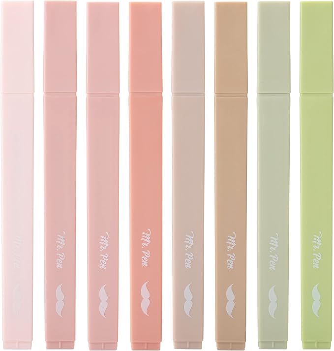 Mr. Pen- Aesthetic Highlighters No Bleed, 8 Pack, Boho Colors, Chisel Tip | Cute Highlighters Assorted Colors for Journaling, Highlighting, Underlining, Fast Dry, Back to School Supplies