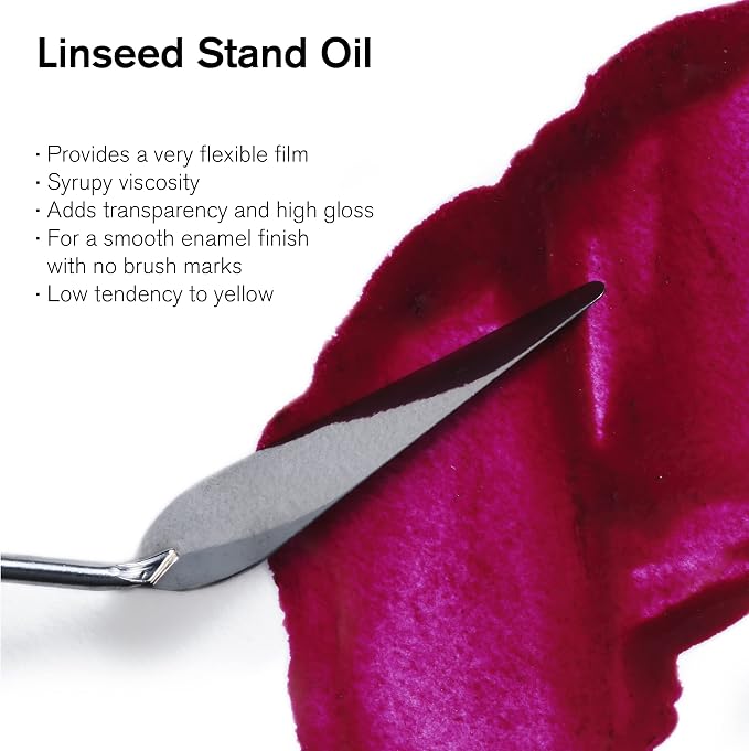 Winsor & Newton Linseed Stand Oil, 250ml (8.4-oz) Bottle | Pale Viscous Oil, Slows Drying, Smooth Enamel Finish, No Brush Marks, Excellent Leveling, Can Be Used for Glazing