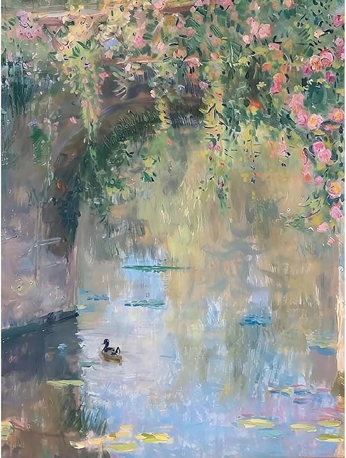VIGEGU Pond Paint by Numbers Kit for Adults Beginner16x20 Inch | Easy Adult Paint by Number Kits on Canvas DIY Painting for Beginners Art by Numbers for Home Wall Decor