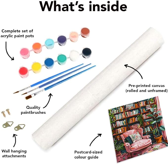 Clendo Pink Room Paint by Number for Adults Beginners, Study Room Adults Paint by Numbers Kits on Canvas, DIY Oil Painting Acrylic Paints for Home Wall Art Decor(16x20inch)