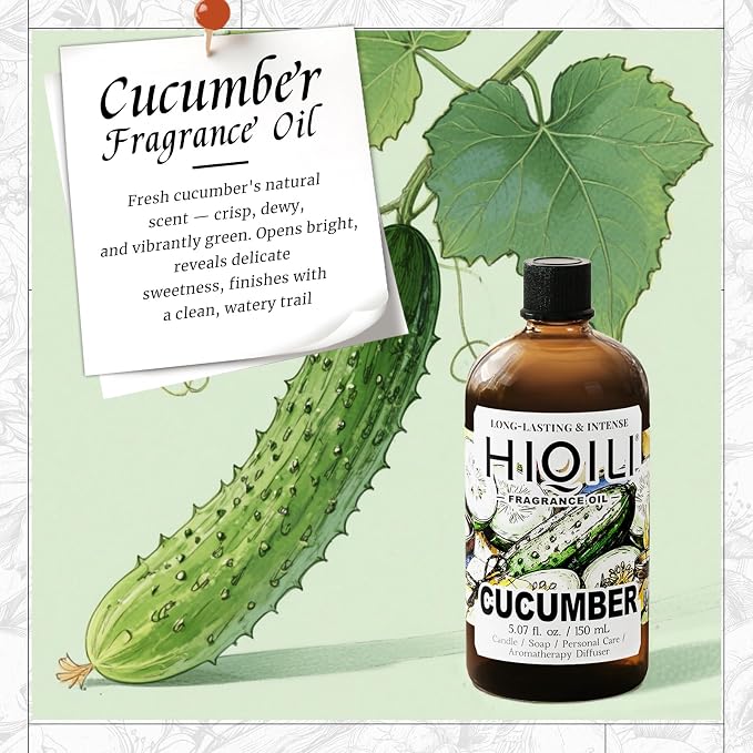 HIQILI Cucumber Fragrance Oil for Diffuser, DIY Soap & Candle - 5.07 Fl Oz