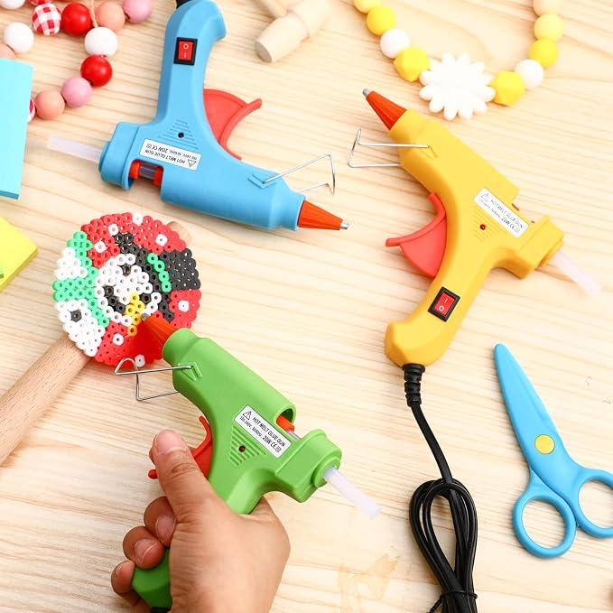 Zhengmy 12 Pcs Mini Hot Glue Guns 20W Low Temp Burn Protection,Multicolor