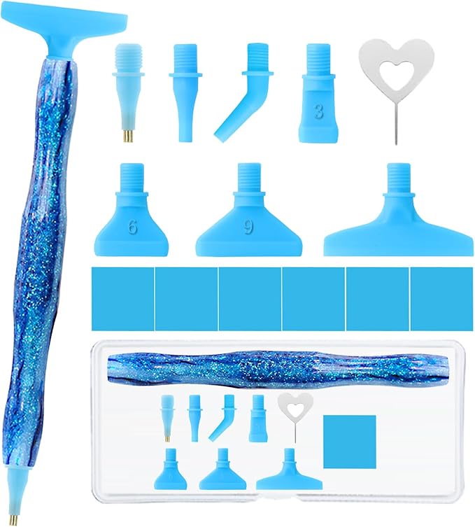 ZYNYXY 16PCS Ergonomic Diamond Art Pens Kits, Resin Diamond Painting Pen with Multifunctional Plastic Screw Thread Tips for 5D Diamond Painting (Starry Blue B)