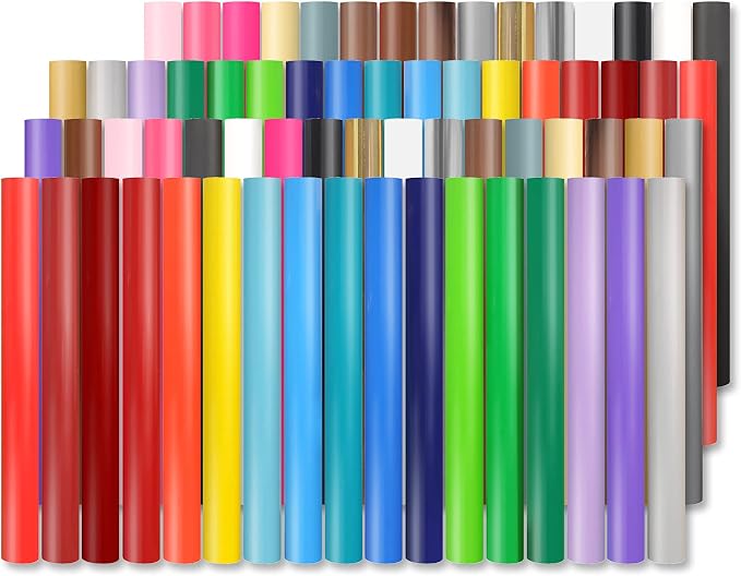 Lya Vinyl 65 Pack Permanent Vinyl, Self Adhesive Vinyl Sheets for Cutting Machine, Permanent Outdoor Sheets for Party Decoration, Sticker, DIY Mug, Car Decal