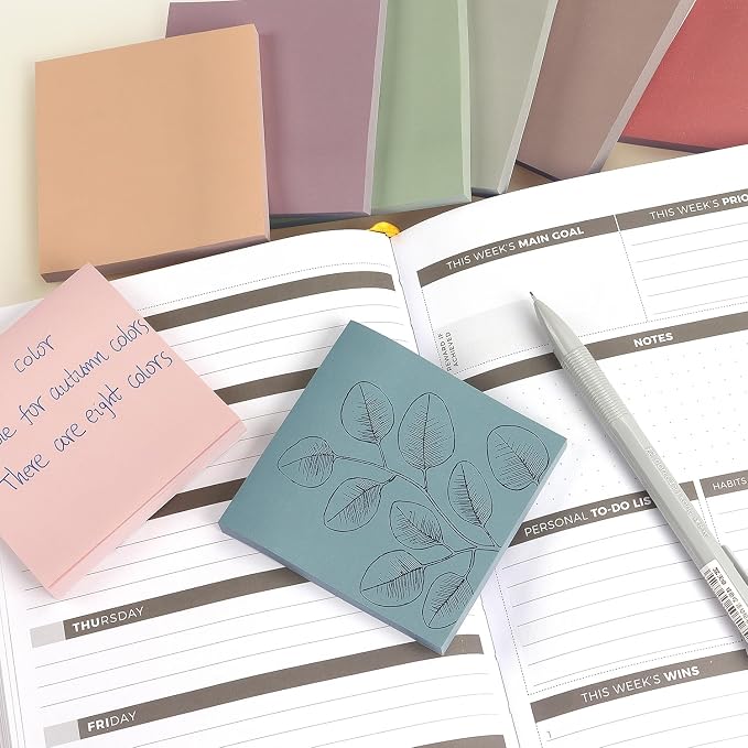 OSBOO Sticky Notes 3x3 Inch 8 Pack Vintage Colors, 80 Sheets/Pad