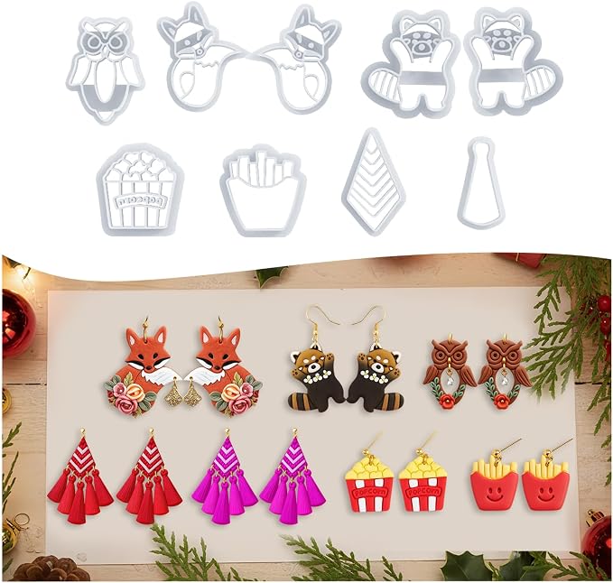 9 Pack Christmas Themed Polymer Clay Cutters