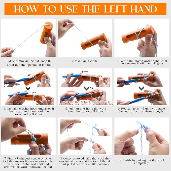 Threlaco 1 Pcs Crochet Tool 4" Beginner Crochet Tool, Orange | Learn How to Make Circle Stitch and Guide Knitting Holder Accessories for All Yarn Sizes Beginners Mother Birthday Gifts