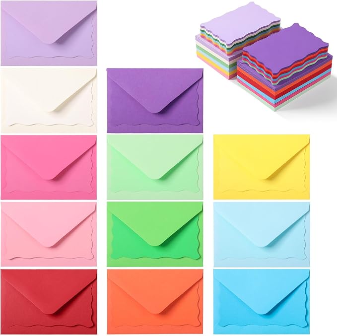 120 Pack Mini Envelopes with Cards, Small Envelopes with Blank Cards