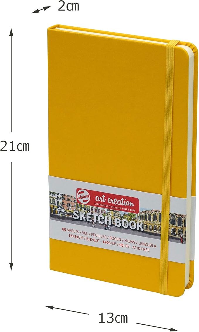 Talens Art Creation Sketchbook - Golden Yellow - 13x21 cm - 80 Sheets - 140 g/m² - Acid-Free Drawing Journal