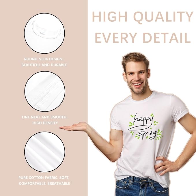 ORJ 12 PCS Unisex Tshirts for Adults Sublimation Blank T Shirt White Polyester Shirts Crew Neck Short Sleeve for Sublimation