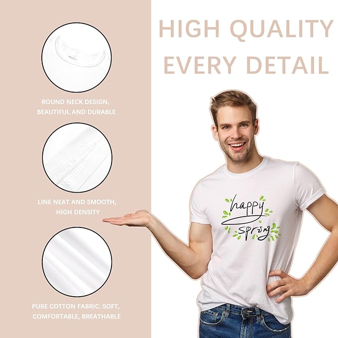 ORJ 12 PCS Unisex Tshirts for Adults Sublimation Blank T Shirt White Polyester Shirts Crew Neck Short Sleeve for Sublimation