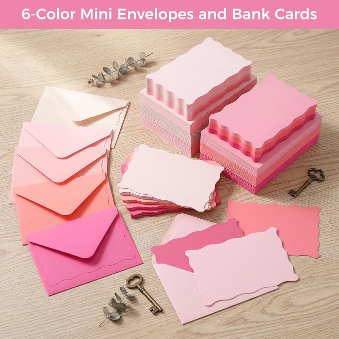 120 Pack Mini Envelopes with Cards, Small Envelopes & Blank Note Cards