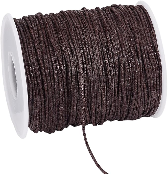 PH PandaHall 1mm Waxed Cord,100 Yards Waxed Cotton Cord Dark Brown Waxed Thread Beading String Waxed Craft String for Bracelet Necklace Jewelry Waist Beads Making Crafting Beading Macrame
