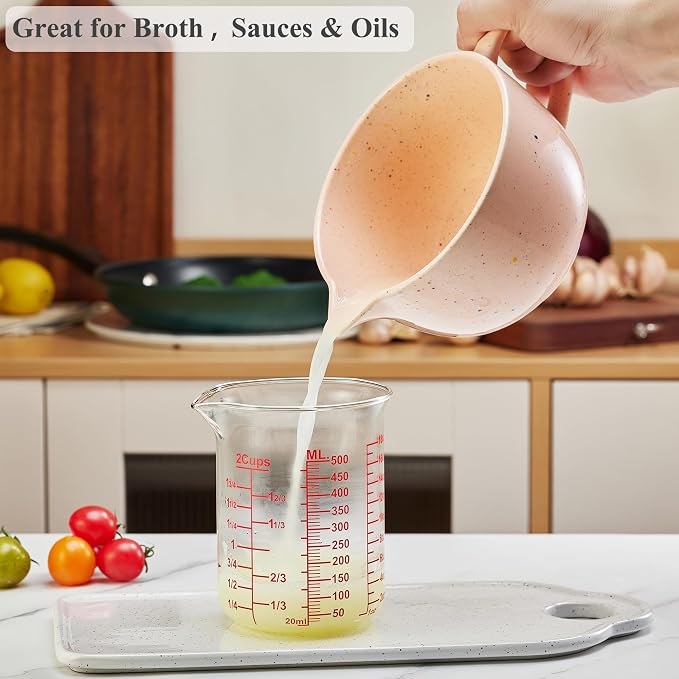 Ackers BORO3.3 Borosilicate Glass Measuring Cup, 500 ml (16 oz, 2 Cup)