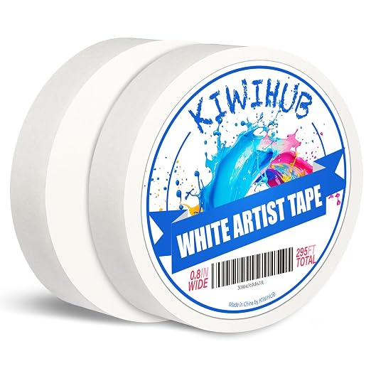 2 Pack Artist Tape for Watercolor Paper, 0.8 in Wide 295 FT Long | Professional Art Tape, White Masking Artists Tape for Drafting, Painting, Canvas Framing - Acid Free