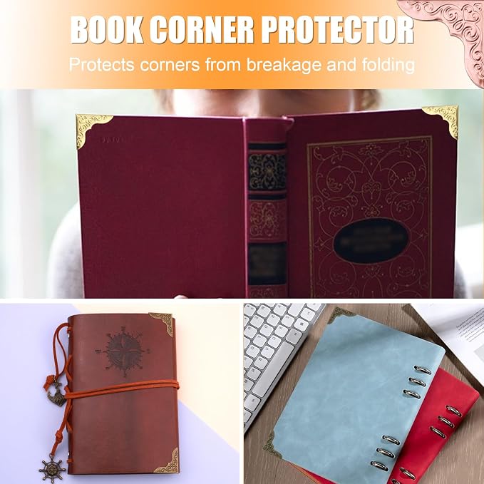 Olldag 100 PCS Metal Book Corners Protectors for Photo Albums Scrapbooking