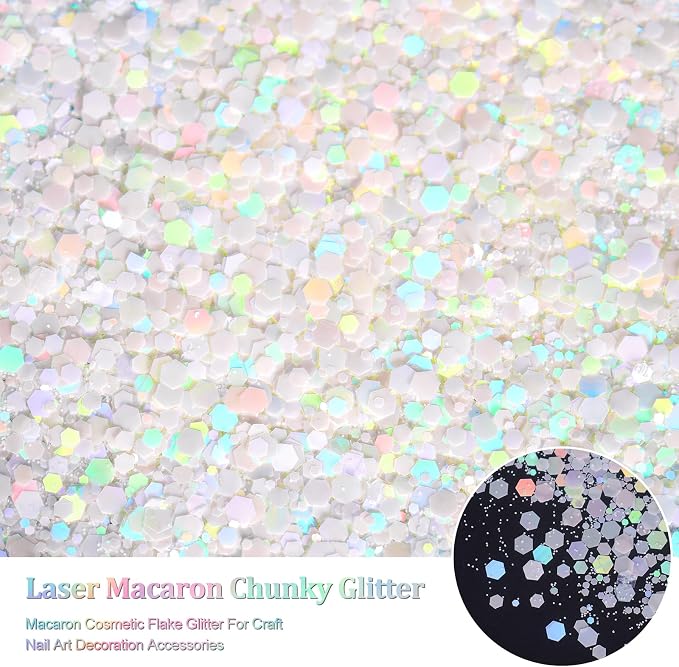 Renfio Holographic White Chunky Glitter for Snowglobe Tumbler 1.76oz/50g