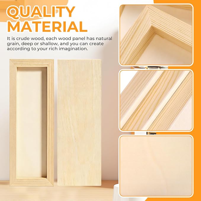 FSWCCK 5 Pack 4 x 12 inch Wood Panel Boards, Unfinished Wood Canvas Panels for Crafts, Painting Canvas, DIY Art Projects, Pouring, Arts Use with Oils, Acrylics