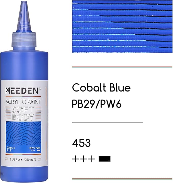 MEEDEN Cobalt Blue Acrylic Paint: Matte Finish 250ml/8.45oz Soft Body
