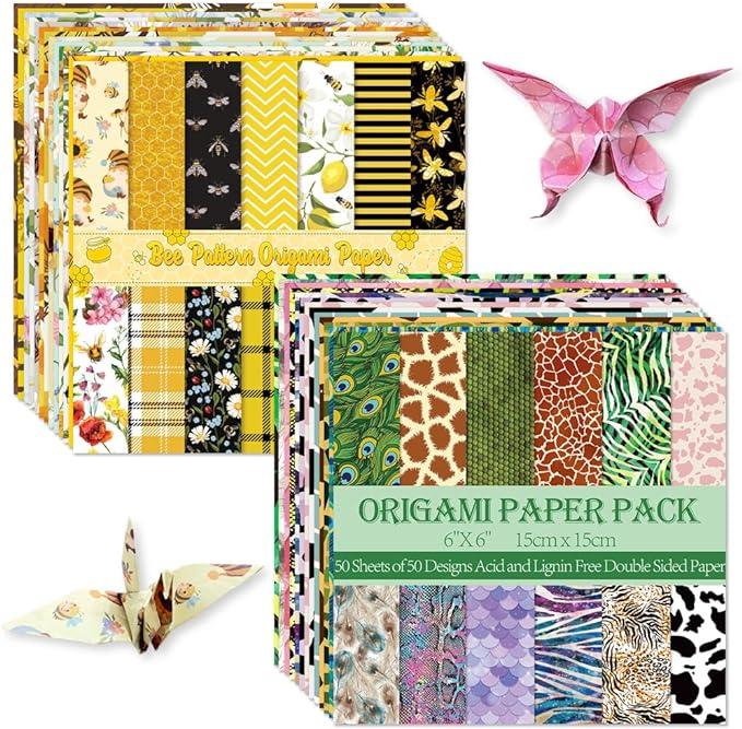 6x6" Origami Paper,100Sheets Double Sided Colored Paper,Square Craft Paper