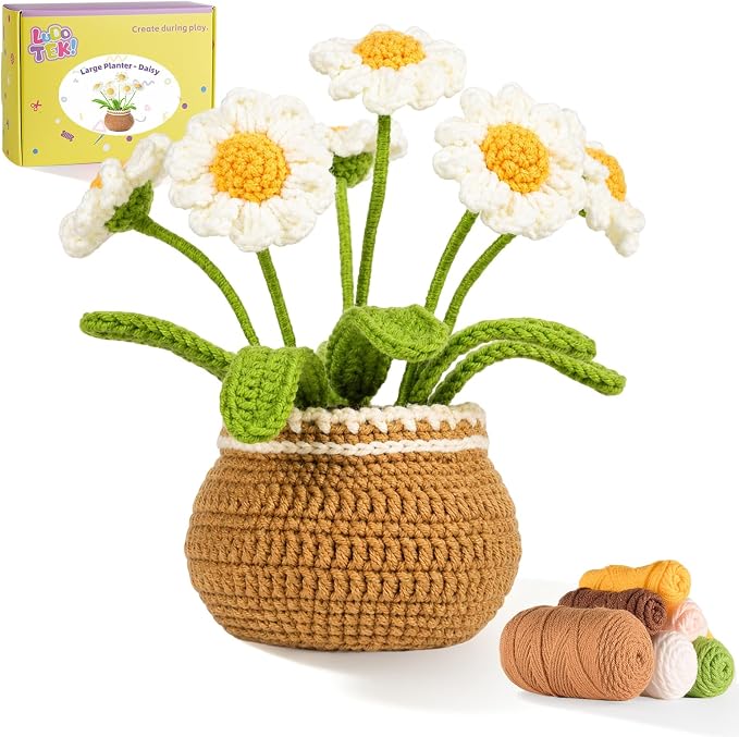 Crochet Kit for Beginners, Crochet Plant Kit,Knitting Kit(Little Daisy)
