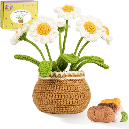 Crochet Kit for Beginners, Crochet Plant Kit,Knitting Kit(Little Daisy)