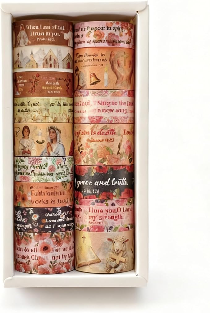 Christian Washi Tape 16 Rolls Aesthetic Decorative Cute Scrapbook Tape
