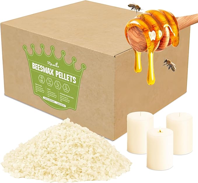 VIPwax White Beeswax Pellets 20LB(9070g), Natural Organic Beeswax | Natural, Organic, Candle Making, Premium Beeswax, Body, Skin Care DIY, Lip Balm and Soap Making Supplies