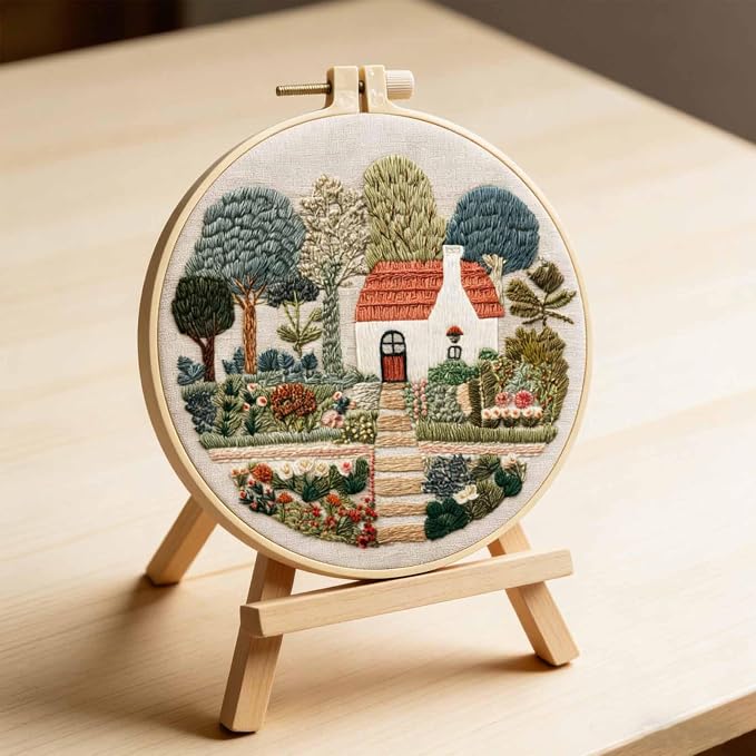 3 Packs Embroidery Kit for Adults, Embroidery for Beginners (Cottage)