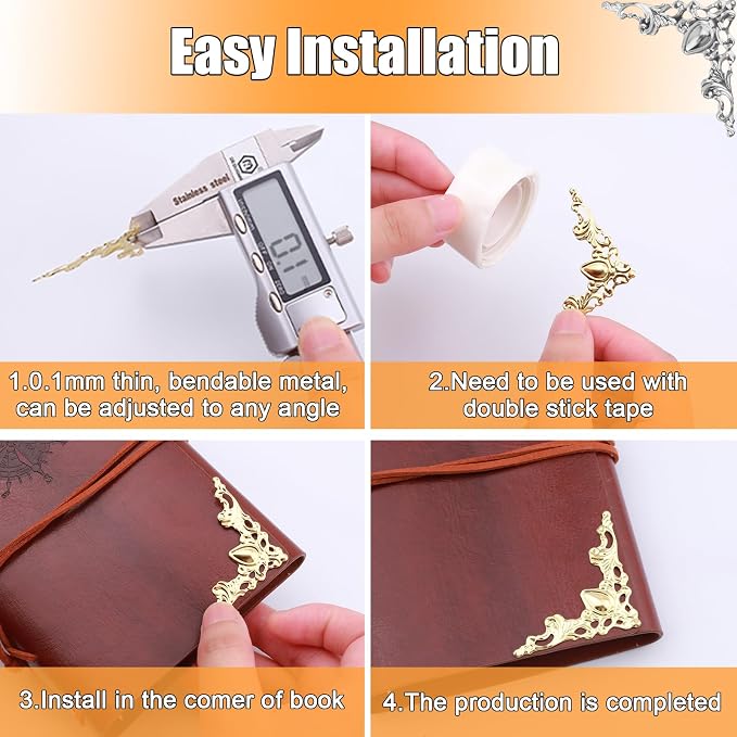 Olldag 100 PCS Metal Book Corners Protectors Edge Cover for Album Scrapbook