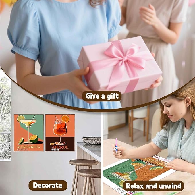 6 Pack Diamond Art Kits for Adults Beginner Cocktail Diamond Painting