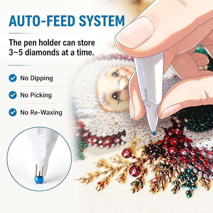 Automatic Diamond Painting Bead Dispenser, No Wax Needed Art Pen，Blue