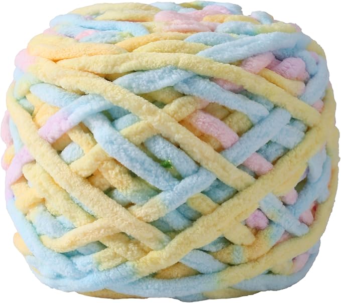 Plush Chenille Chunky Yarn for Crocheting 100g(54.6yd) - Bulky Thick Fluffy Yarn for Knitting- Soft Velvet for Baby, Blanket Knitting Blanket Yarns- Amigurumi Yarns (Cotton Candy)