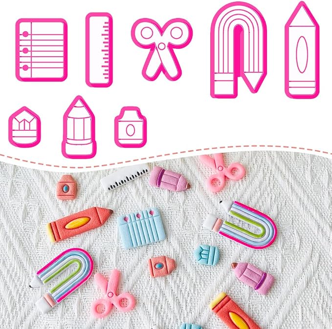 School Supplies Polymer Clay Cutters Set – Molds, Clay Cutters for Polymer Clay, Clay Earring Tools
