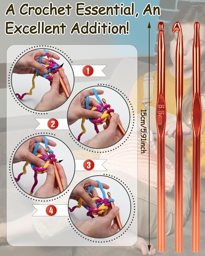 Coopay Crochet Hooks Set-19PCS Metal Crochet Needles with Stitch Markers | Ergonomic Crochet Hook for Comfortable Crocheting and Arthritic Hands(2.0mm/2.5mm/3.0mm/3.5mm/4.0mm/4.5mm/5.0mm/5.5mm/6.0mm)