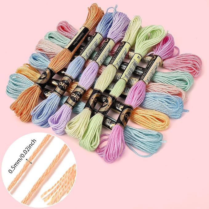 12 Skeins 105 Yards Macaroon Embroidery Floss String for Jewelry