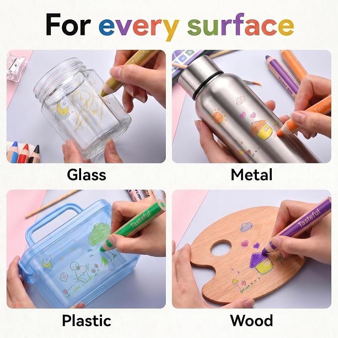 3 in 1 Colored Pencils Set, 6 Jumbo Fat Watercolor Crayons & Coloring Pencils Combo,Easy-Grip Non-Toxic Art Supplies with Sharpener & Water Brush for Beginners and Adults