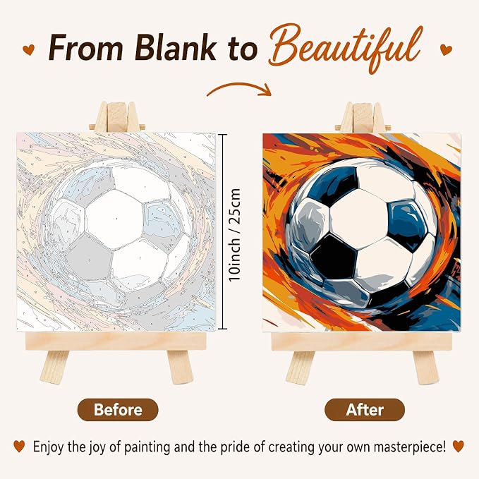 AUKELHJ 4 Pack Framed Paint by Numbers Kit for Adults, Sport, 8x8 inch