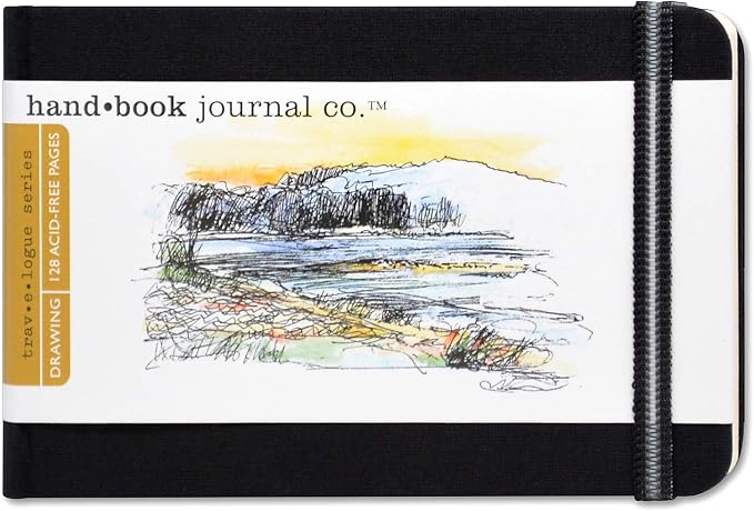 Travelogue Drawing Book, Pocket Landscape 3-1/2 x 5-1/2, Ivory Black Artist Journal
