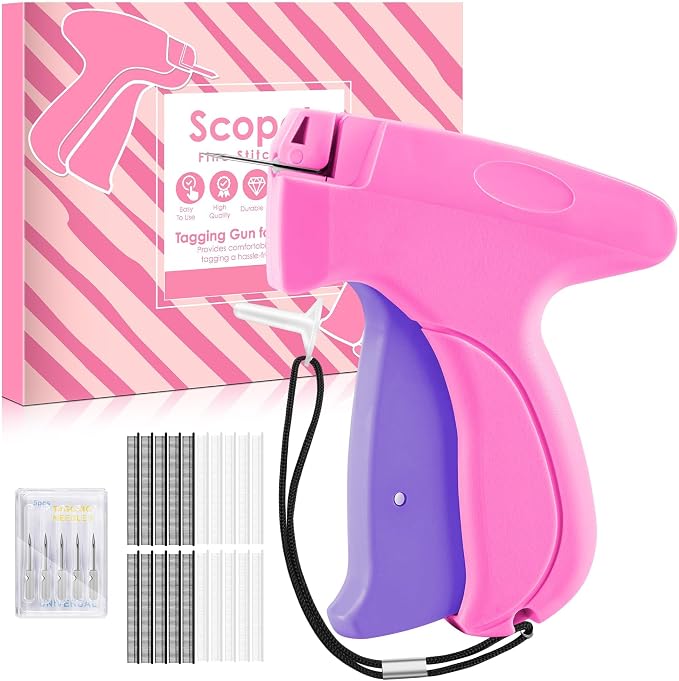 Stitch Gun for Clothes - Handheld Stitch Gun Quick Clothing Fixer - Mini Sewing Kit Micro Tagging Gun - Includes 6 Needle, 1000 Black Fasteners & 1000 White Fasteners