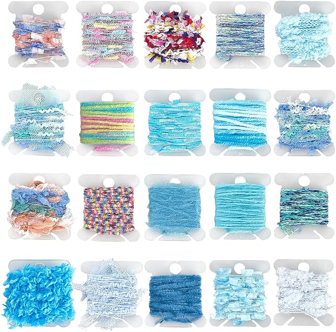 GORGECRAFT 20 Bundles Hand Spun Original Art Yarns Kit Assorted Novelty Yarn Macrame Lace Ribbon Handmade Fringe Trim for Knitting Crochet Textile Decorative Tassels Jewelry Making Fiber DIY Crafts