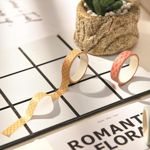 20 Rolls Basic Washi Tape Set Japanese Arts Adhesive Tapes Simple Patterns Decorative Masking Tape Sets for Craft, Kids, Scrapbook, DIY, Gift Wrapping (Style Three)