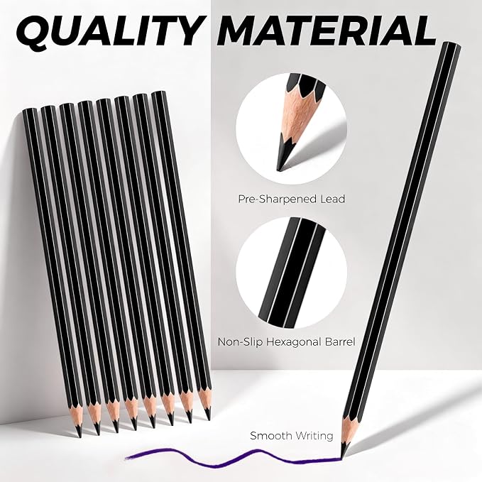20 PCS Black Colored Pencils, Pre-sharpened Professional Wooden Art Pencils Set for Artists Painting | Premium Drawing Sketching Supplies