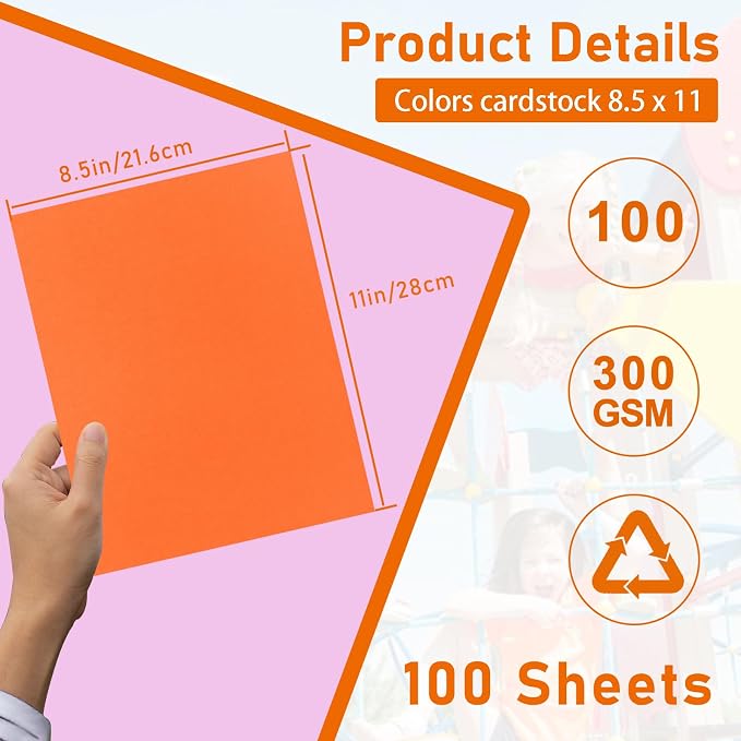 Guakicae 100 Sheets 10 Colors Cardstock 8.5 x 11 Craft Paper 110lb