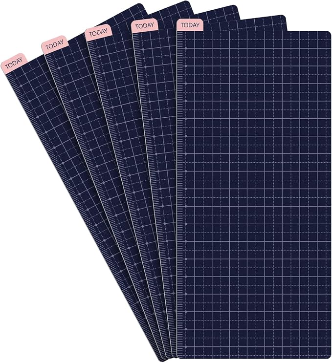 Thenshop 5 Pack Weeks Navy x Pink Pencil Board Reusable Notebook Accessory, Flexibility Layout Grids with Ruler Scale