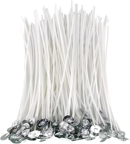 Candle Wicks 100% Natural Cotton, Braid Candle Wick Pre Waxed Non-Smoke Braided Wicks Beeswax Candles Wicks for Candle Making DIY Easter Candle Decor 6inch (15cm)