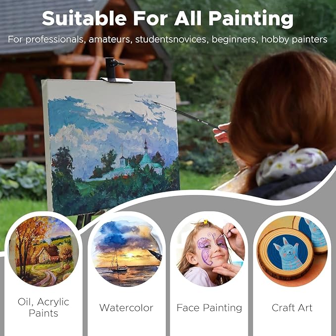 Bougimal 33 Pcs Paint Brush Set, No-Shedding Artist Paint Brushes | Paint Brush Kit with Flat Round Filbert Fan Angle Detail Brush for Acrylic, Oil, Watercolor, for Artists & Beginners (Tawny)